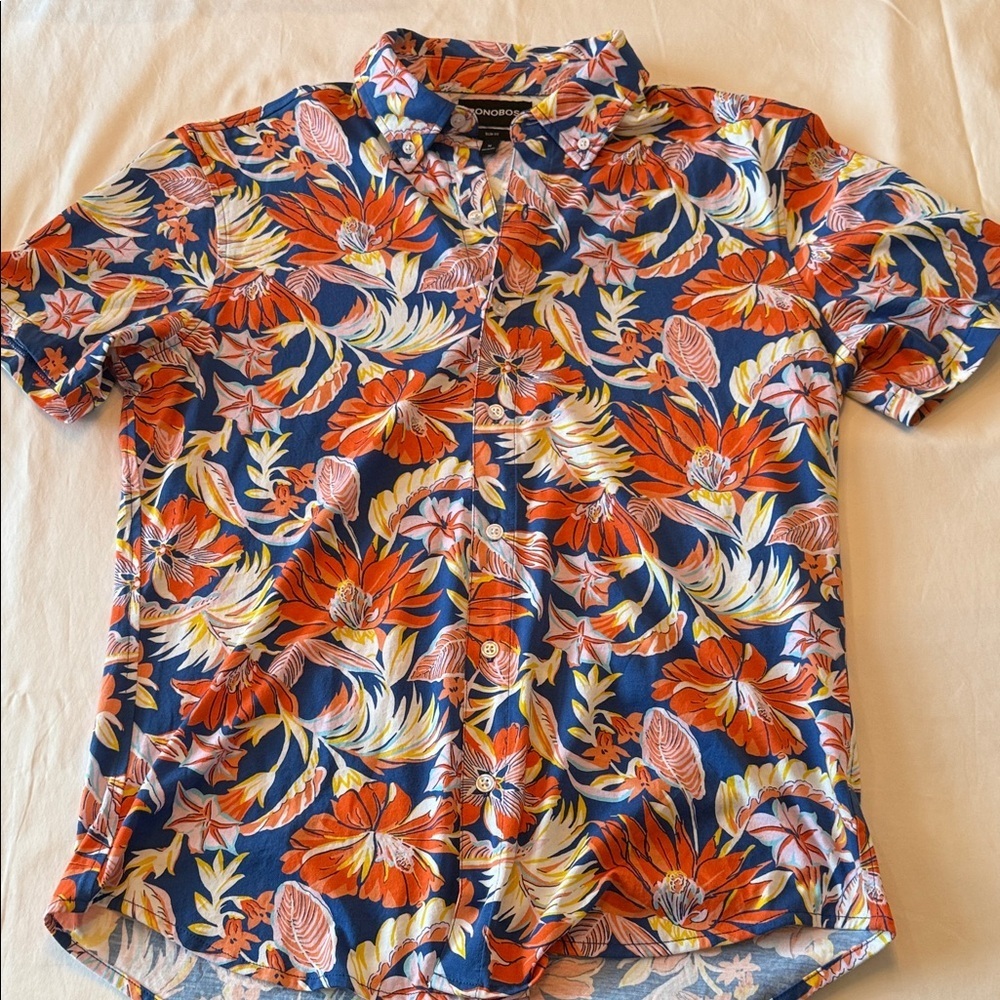 Bonobos Slim Fit Shirt in Orange and Blue Floral